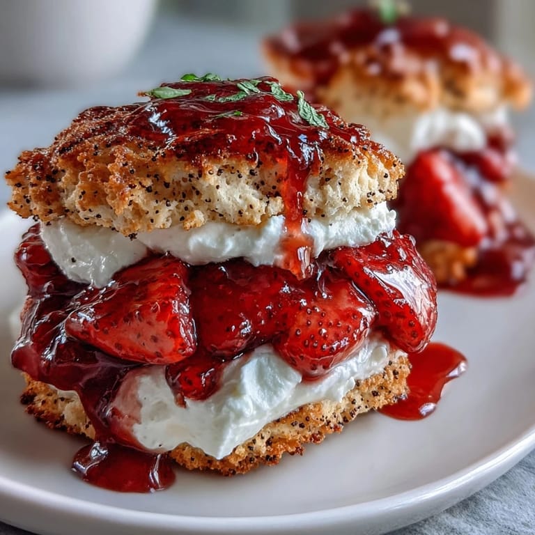 Enjoy this unique black sesame strawberry shortcake, a modern twist on a classic treat.