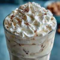 Creamy vanilla bean frappuccino protein shake with Greek yogurt, perfect for breakfast or post-workout refreshment.  