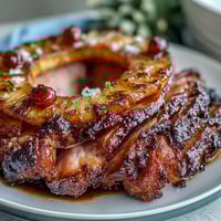 1. Honey glazed ham with pineapple rings and cherries, a festive centerpiece for Easter dinner.  