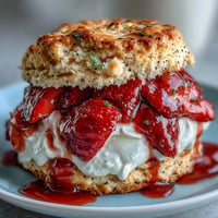 Black sesame strawberry shortcake layered with fresh fruit and cream, a delightful dessert.